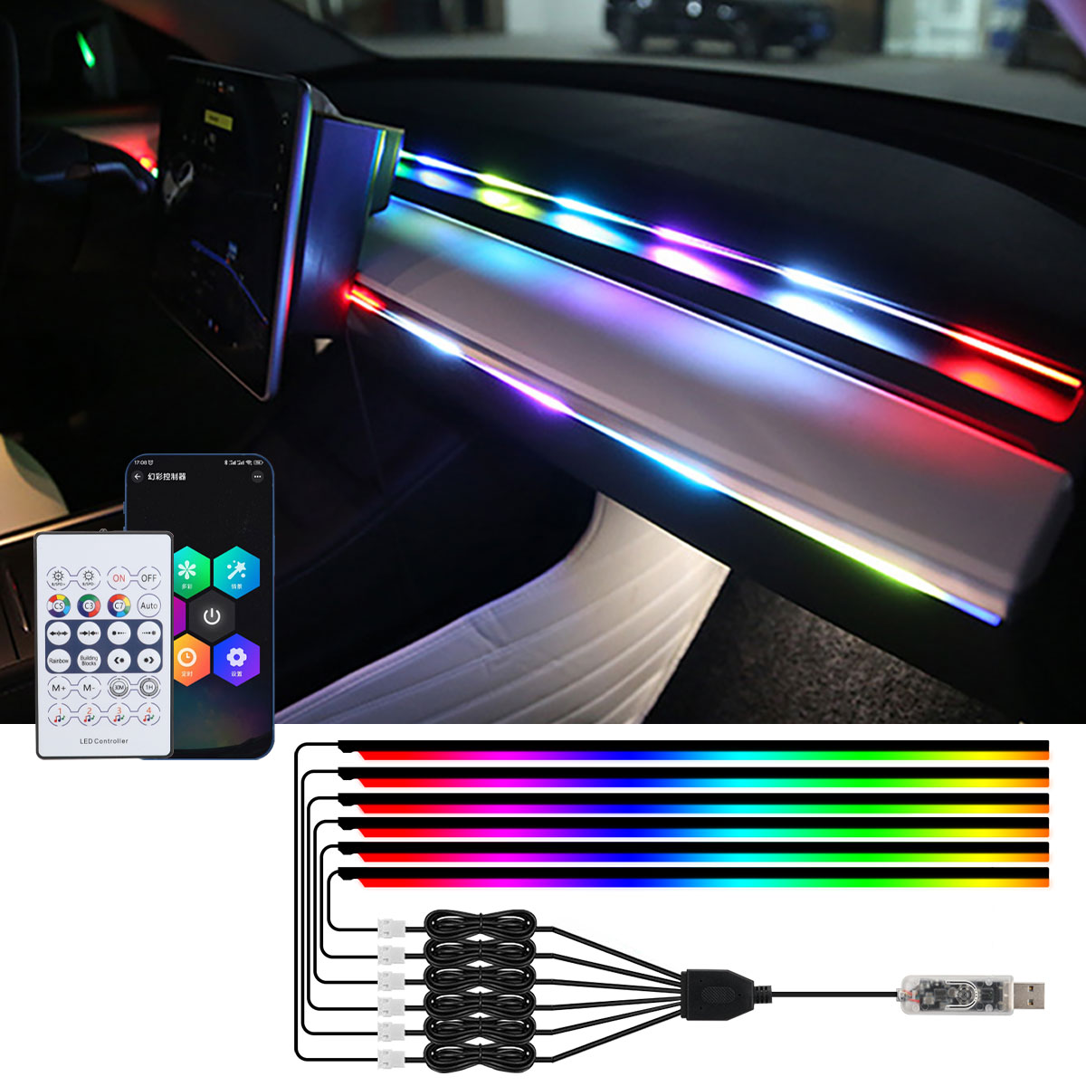Led Gaming Light Strip - 6/10 in 1 Car Led Ambient