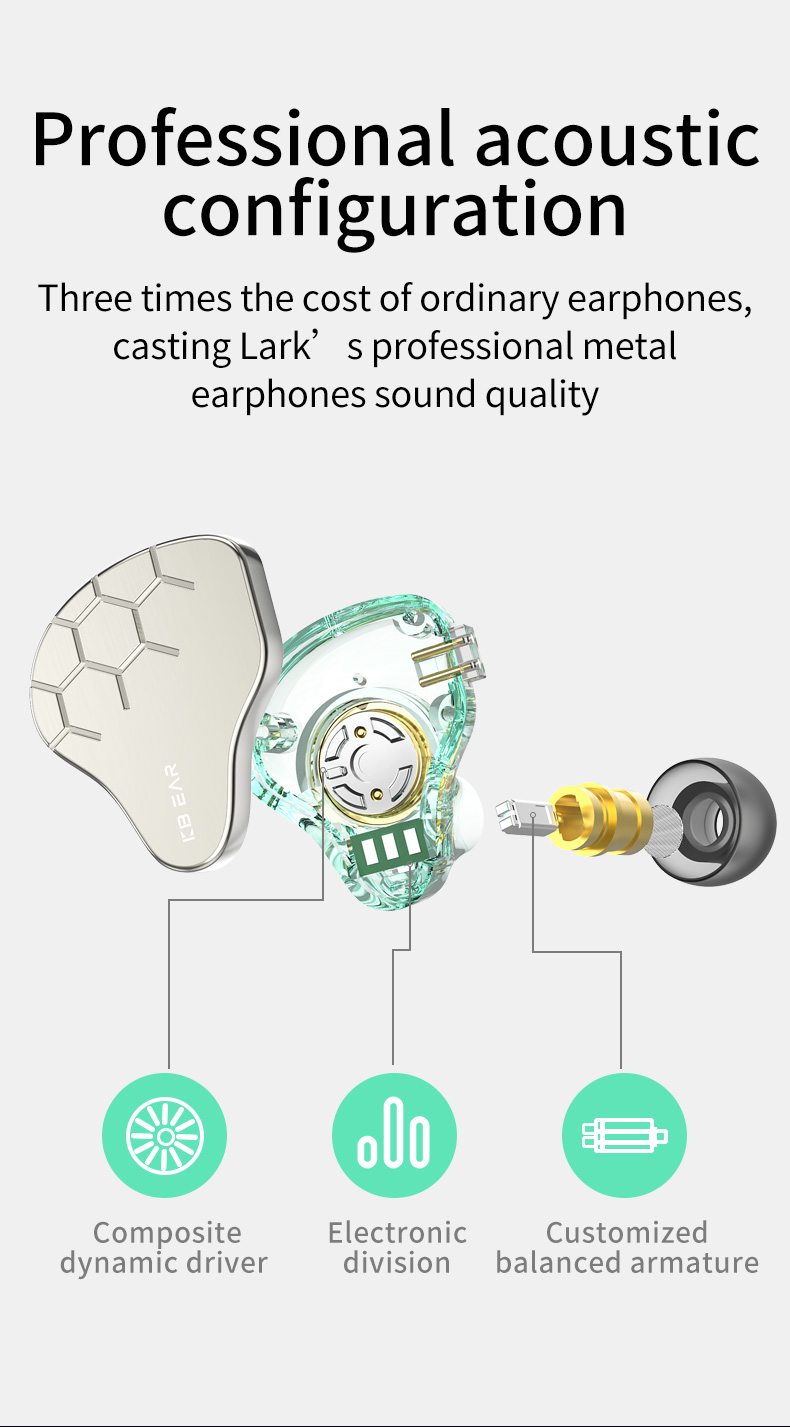 KBEAR Lark 1DD+1BA Hybrid Earp - Gaming Headset Wired ulasan dan harga