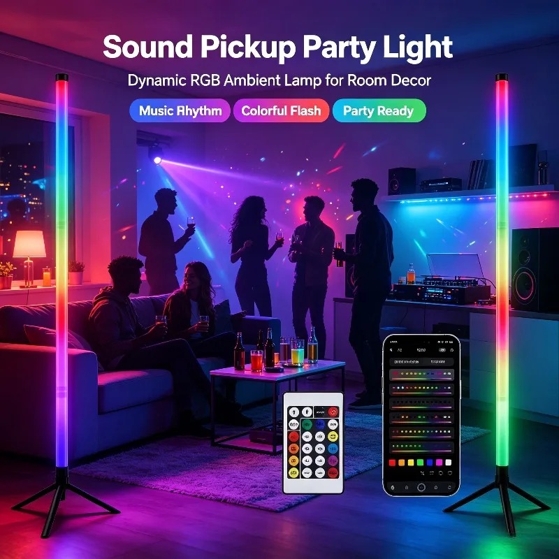 2PCS 120CM RGB Floor Lamp, Sou - Led Gaming Light Strip ulasan dan harga